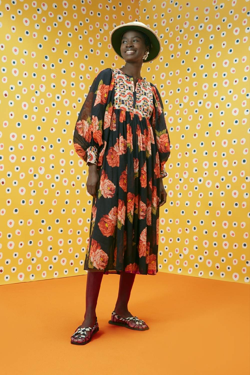 Lisa Corti Abito Ortensia Folk Rose Black