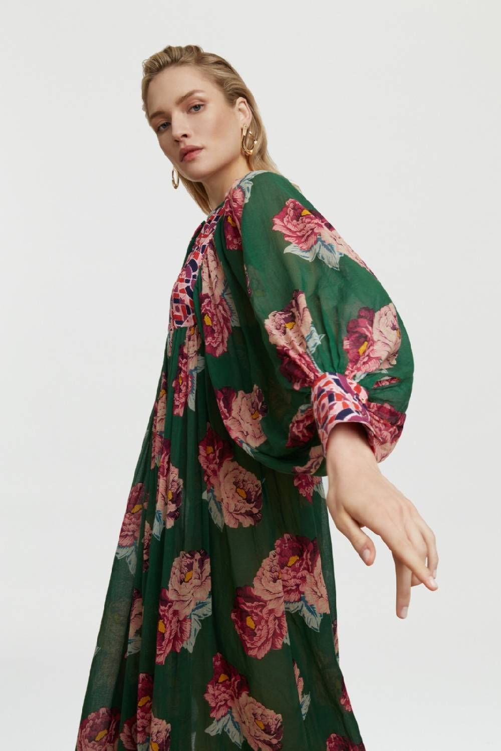 Lisa Corti Abito Ortensia Folk Rose Green