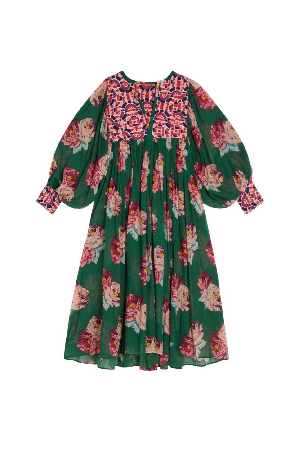 Lisa Corti Abito Ortensia Folk Rose Green