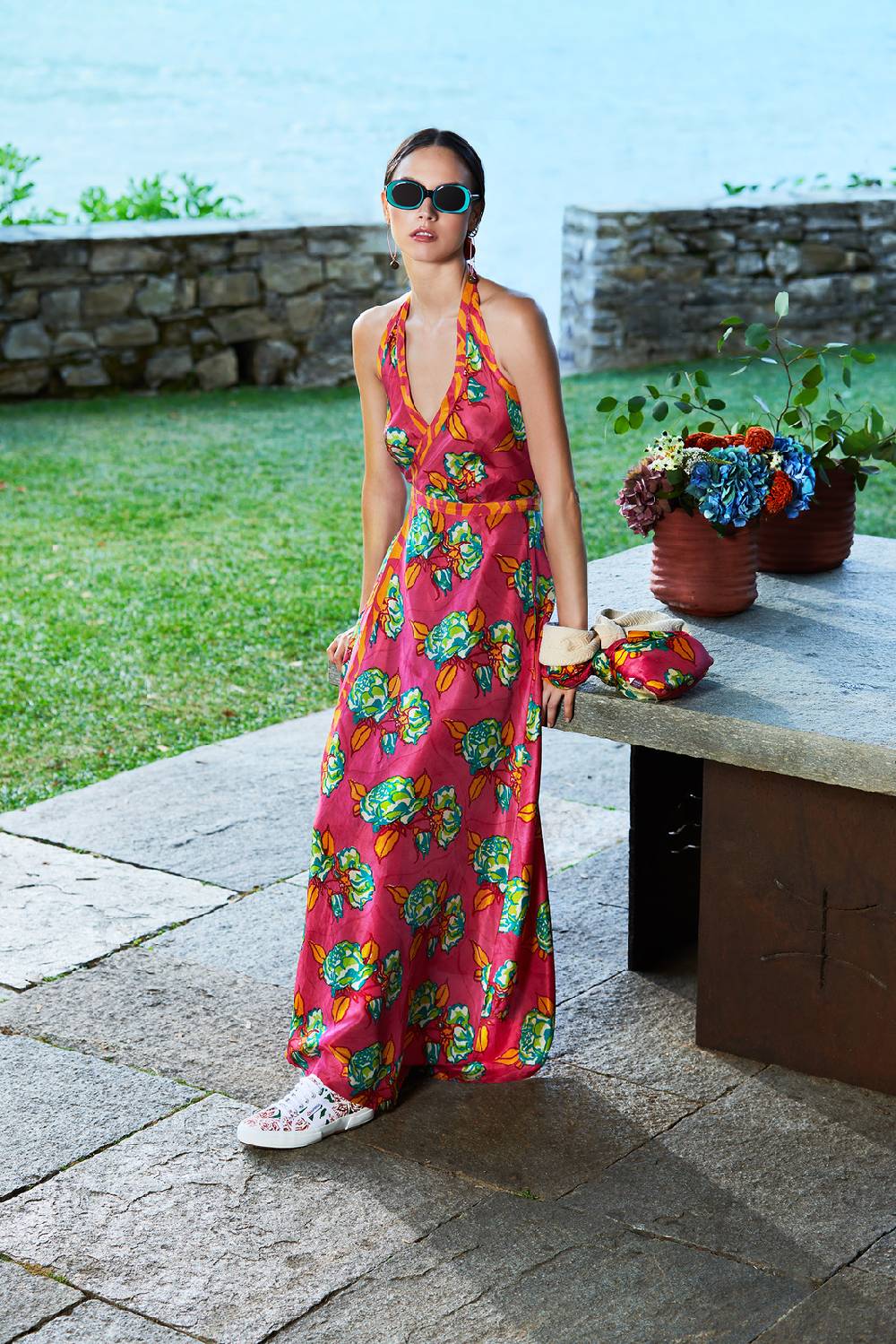 Lisa Corti Abito Panarea Rosa Spina Geranium