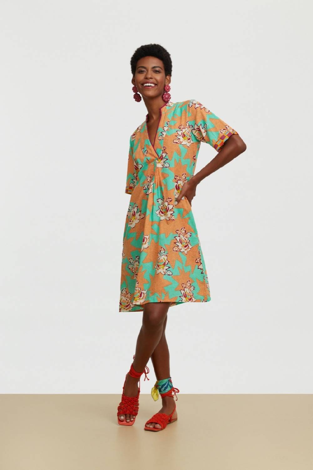 Lisa Corti Abito Radha Star Flower Aqua