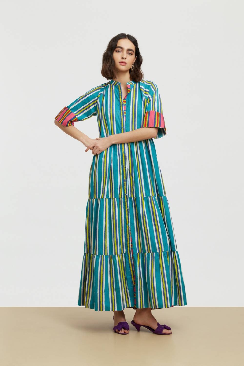 Lisa Corti Abito Rambagh Crazy Stripes Peacock