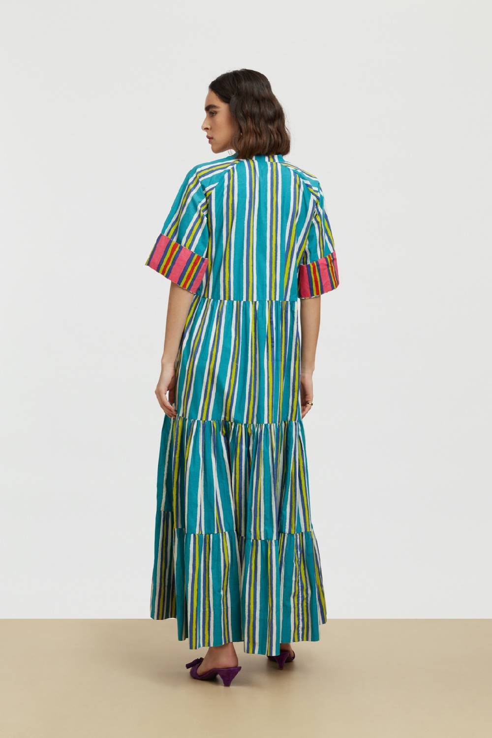 Lisa Corti Abito Rambagh Crazy Stripes Peacock