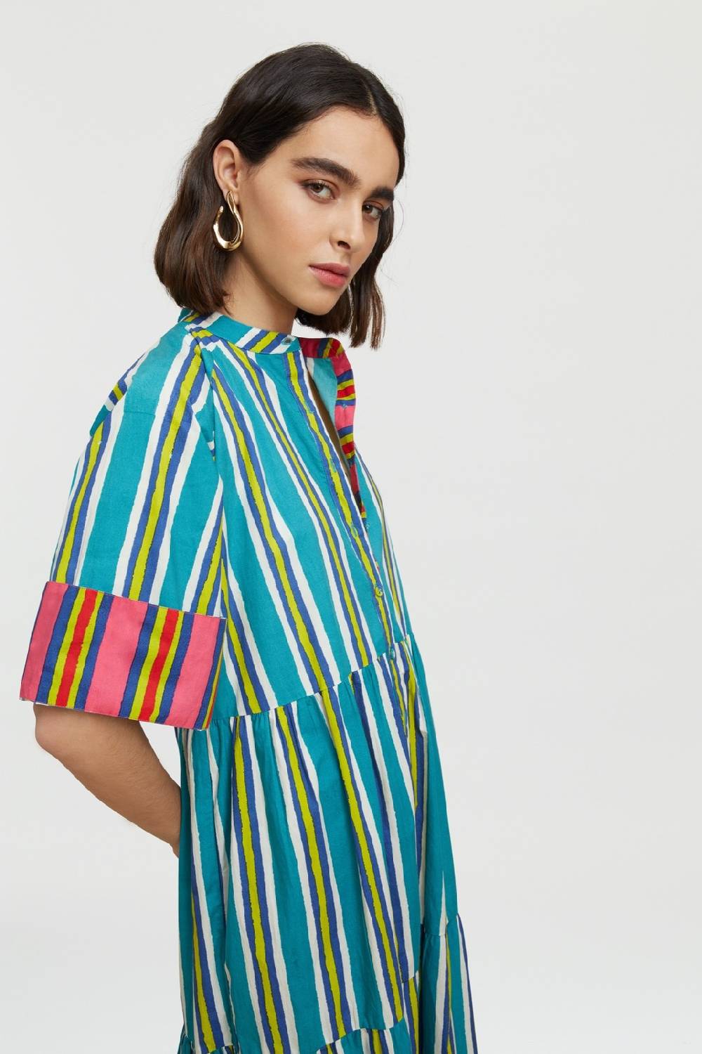 Lisa Corti abito rambagh crazy stripes peacock