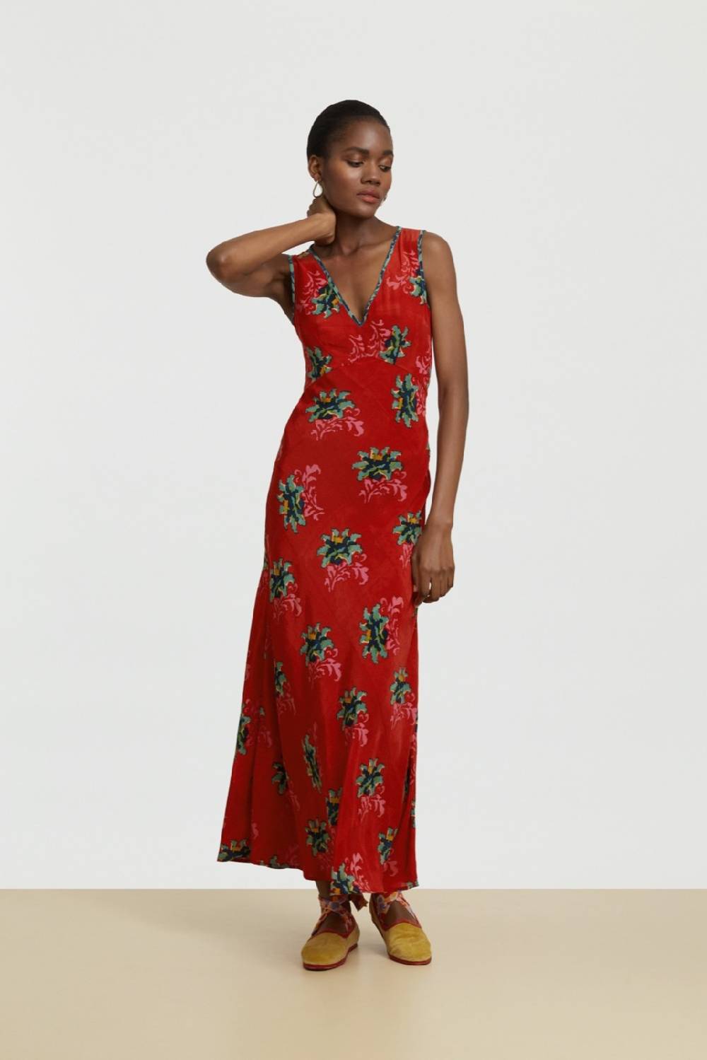 Lisa Corti abito sofia tangeri flower coral