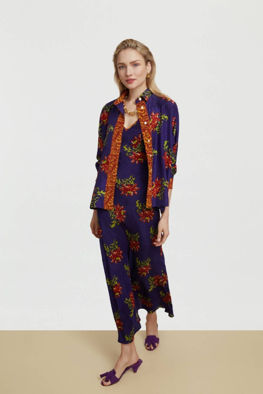 Lisa Corti Abito Sofia Tangeri Flower Purple