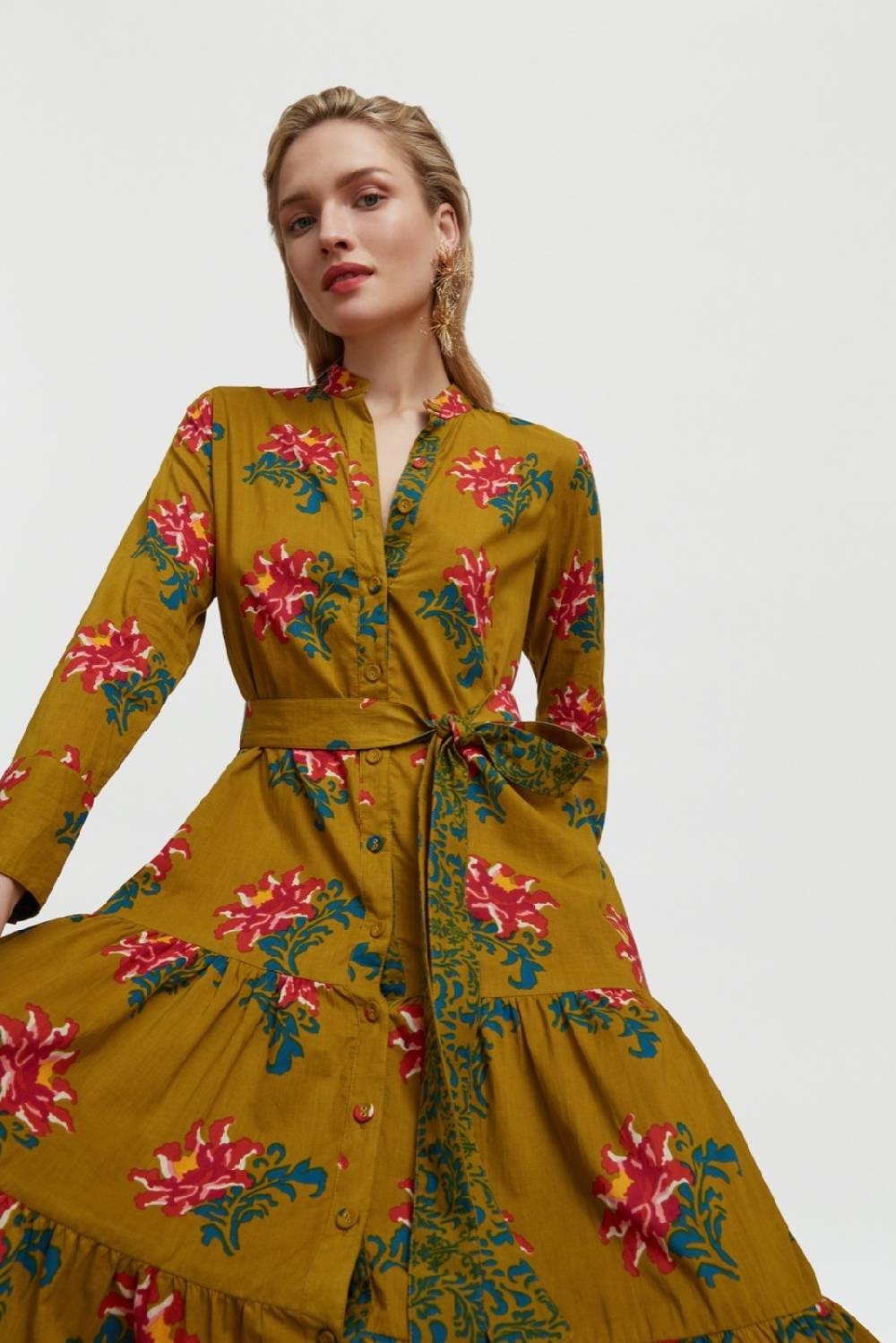 Lisa Corti Abito Tulsi Tangeri Rose Olive Green