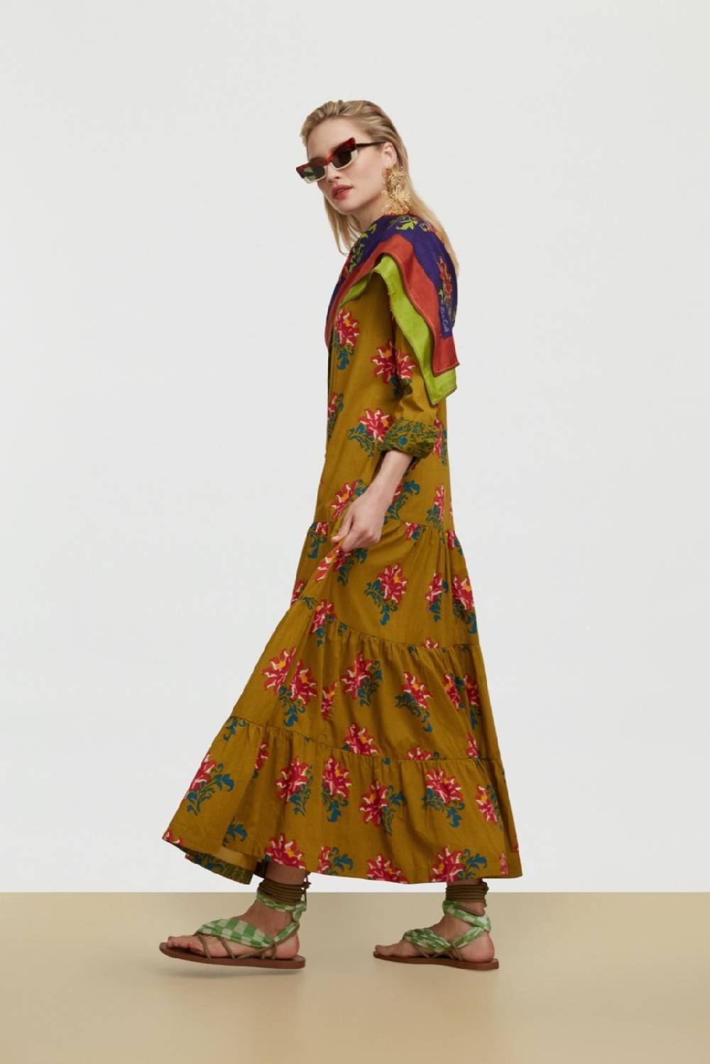 Lisa Corti Abito Tulsi Tangeri Rose Olive Green