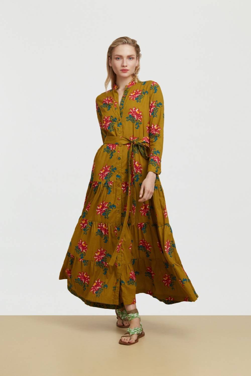 Lisa Corti abito tulsi tangeri rose olive green