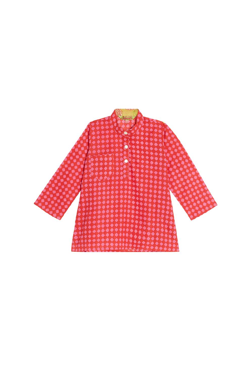 Lisa Corti baby kurta diamond check red rany