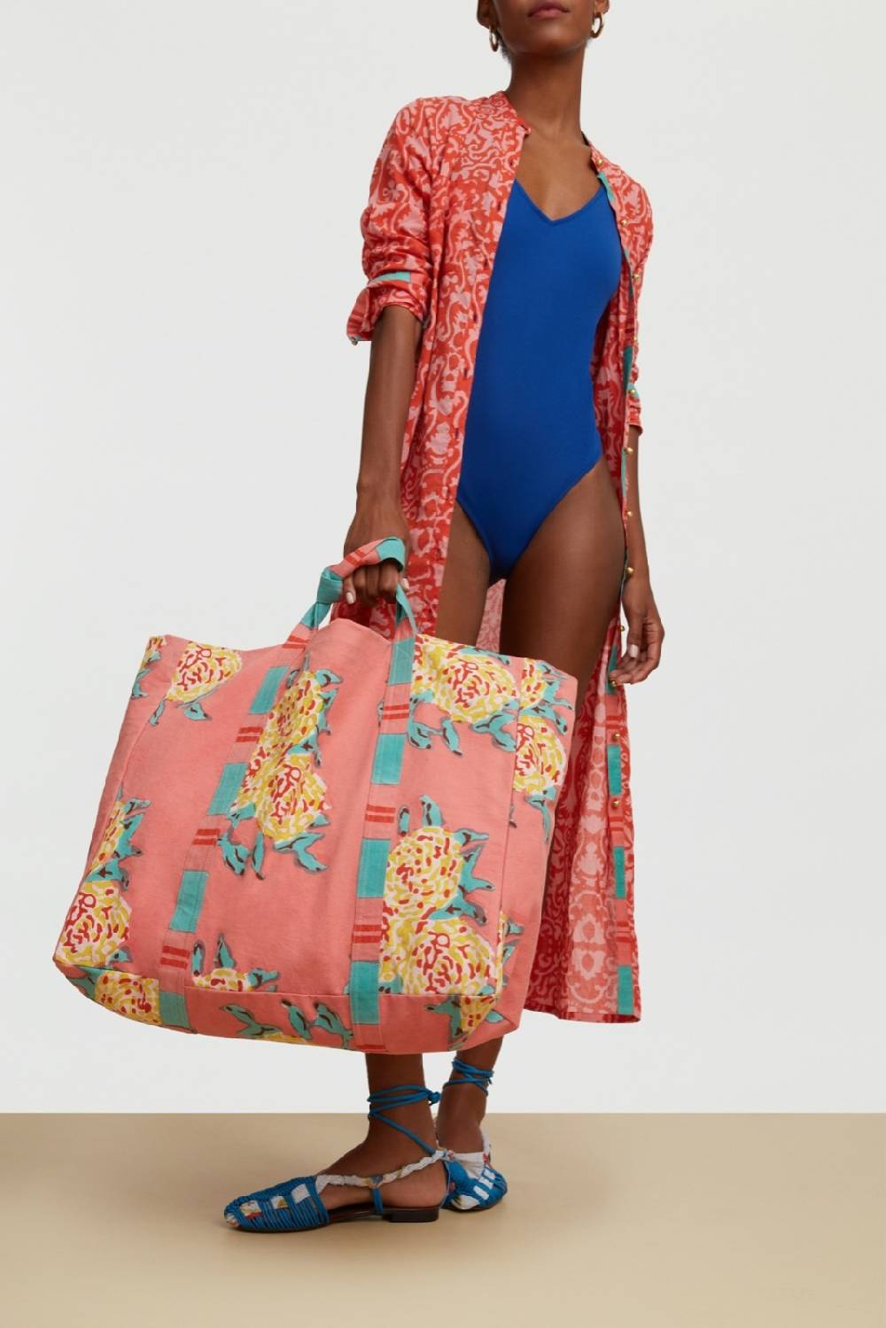 Lisa Corti Borsa Shopping Leopard Flower Old Pink