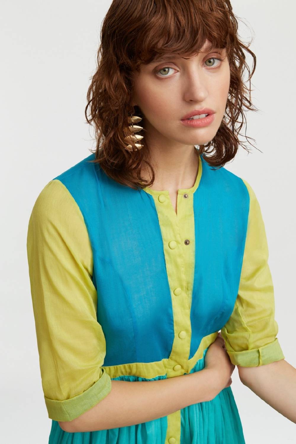 Lisa Corti Caftano Lungo Aperto Rainbow Cobalt