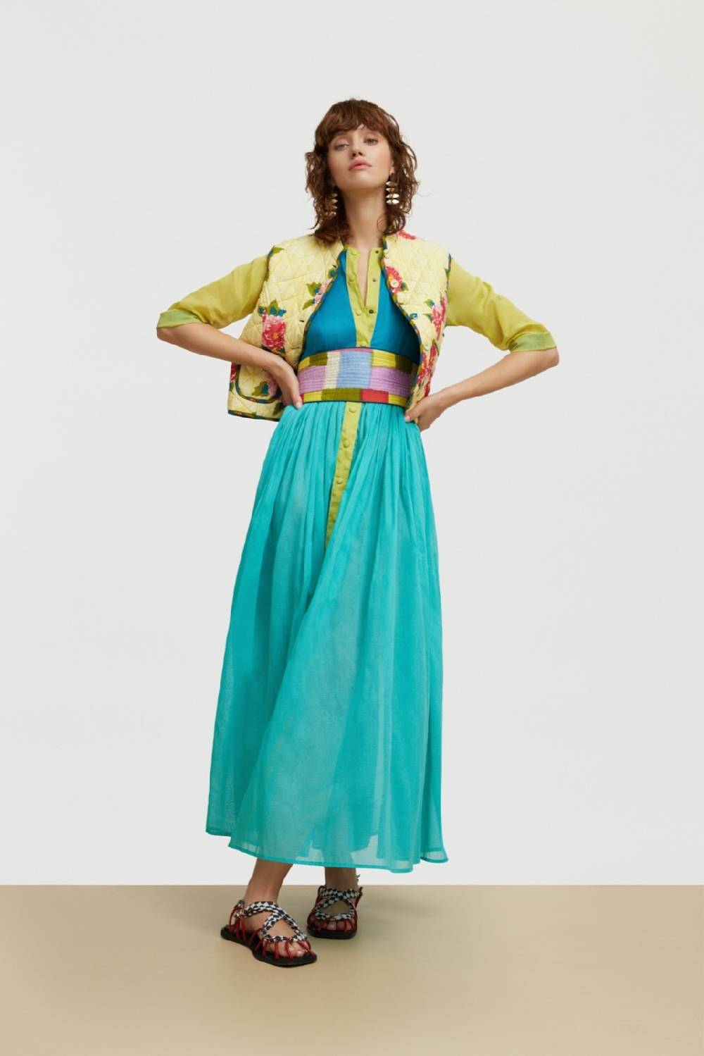 Lisa Corti Caftano Lungo Aperto Rainbow Cobalt