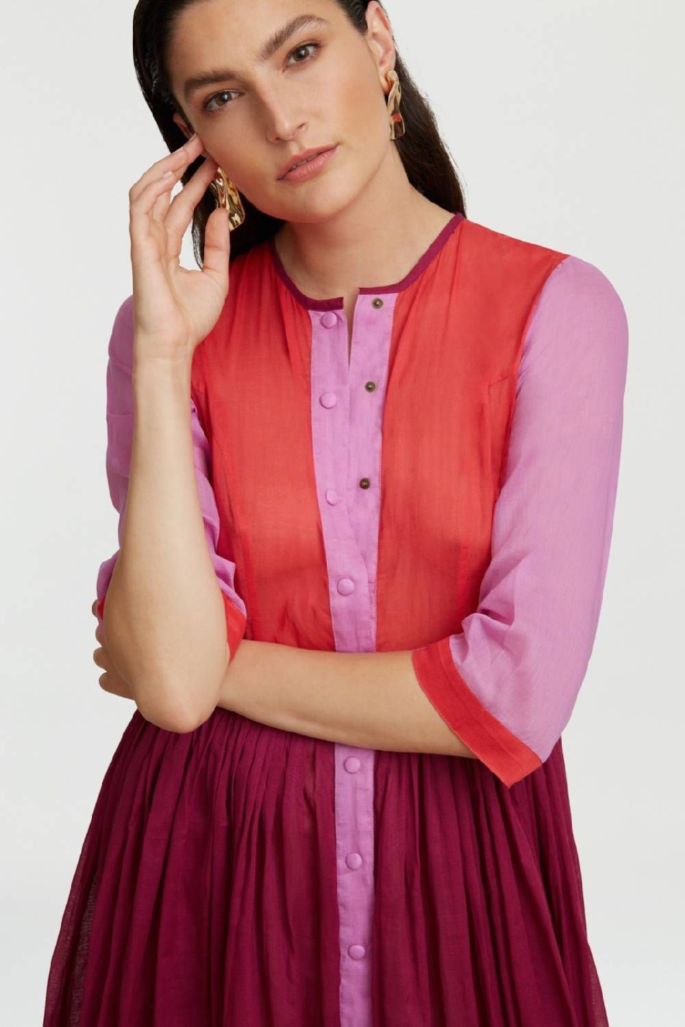 Lisa Corti Caftano Lungo Aperto Rainbow Geranium