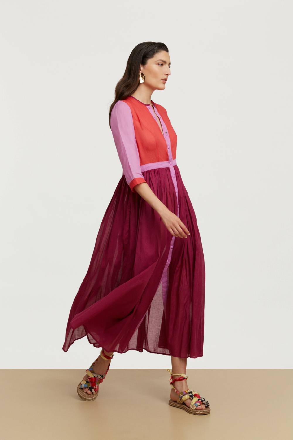 Lisa Corti Caftano Lungo Aperto Rainbow Geranium