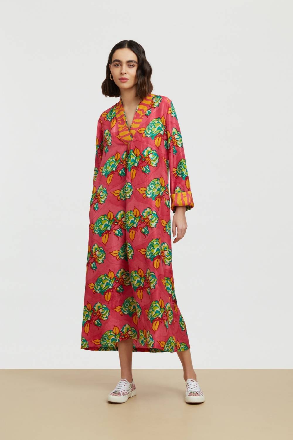 Lisa Corti caftano radha rosa spina geranium