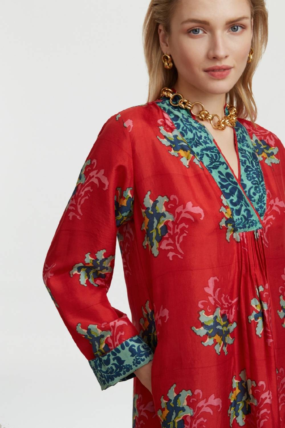 Lisa Corti Caftano Radha Tangeri Flower Coral