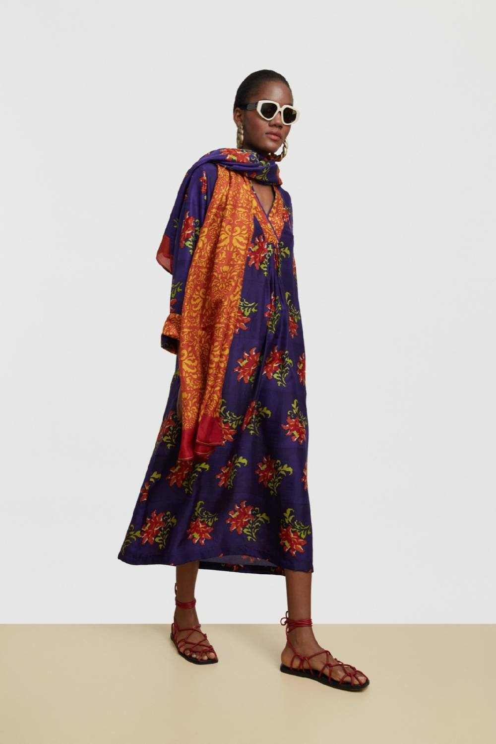 Lisa Corti Caftano Radha Tangeri Flower Purple