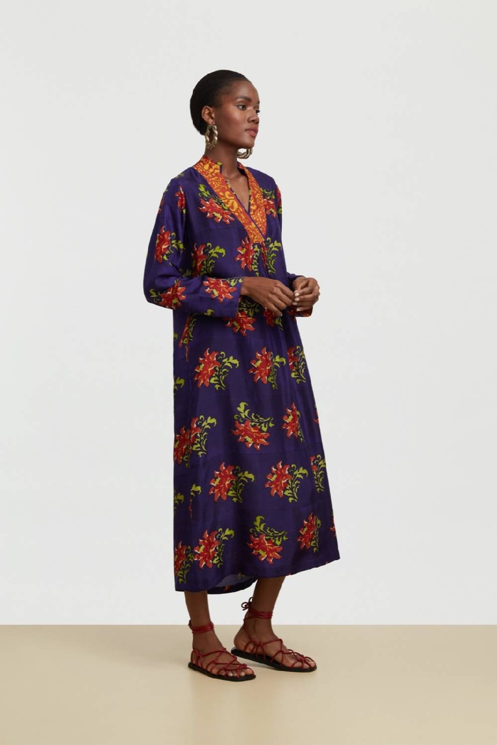 Lisa Corti caftano radha tangeri flower purple