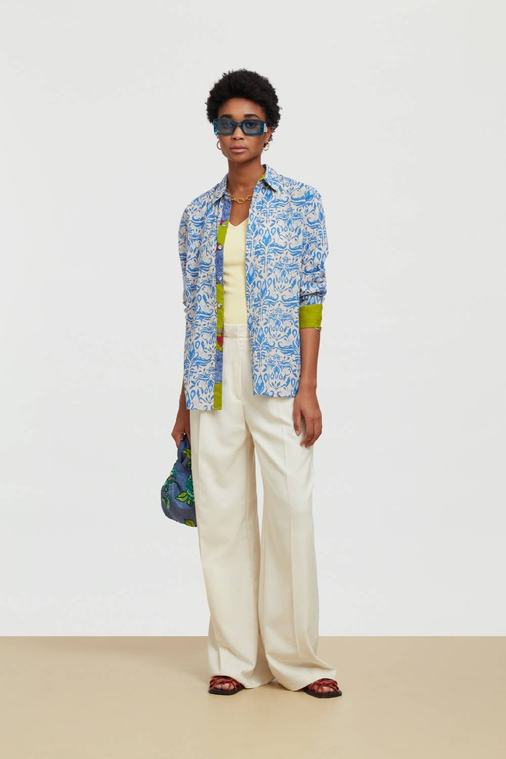 Lisa Corti camicia acapulco abhanery damasque blue