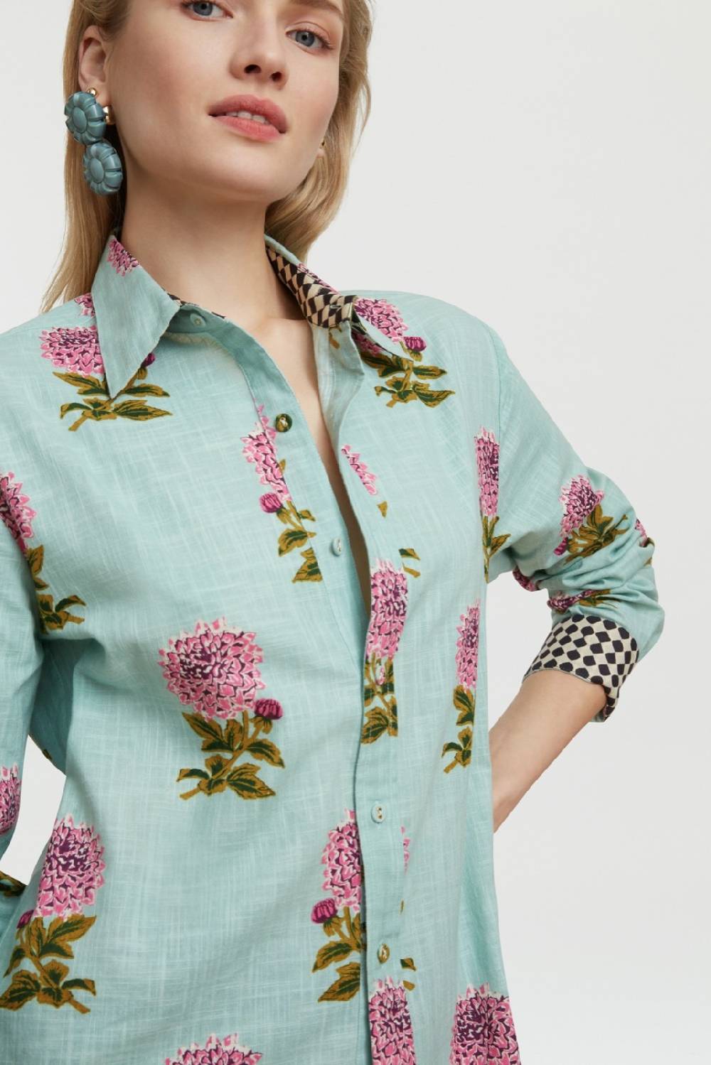 Lisa Corti Camicia Acapulco Mamagoto Celadon