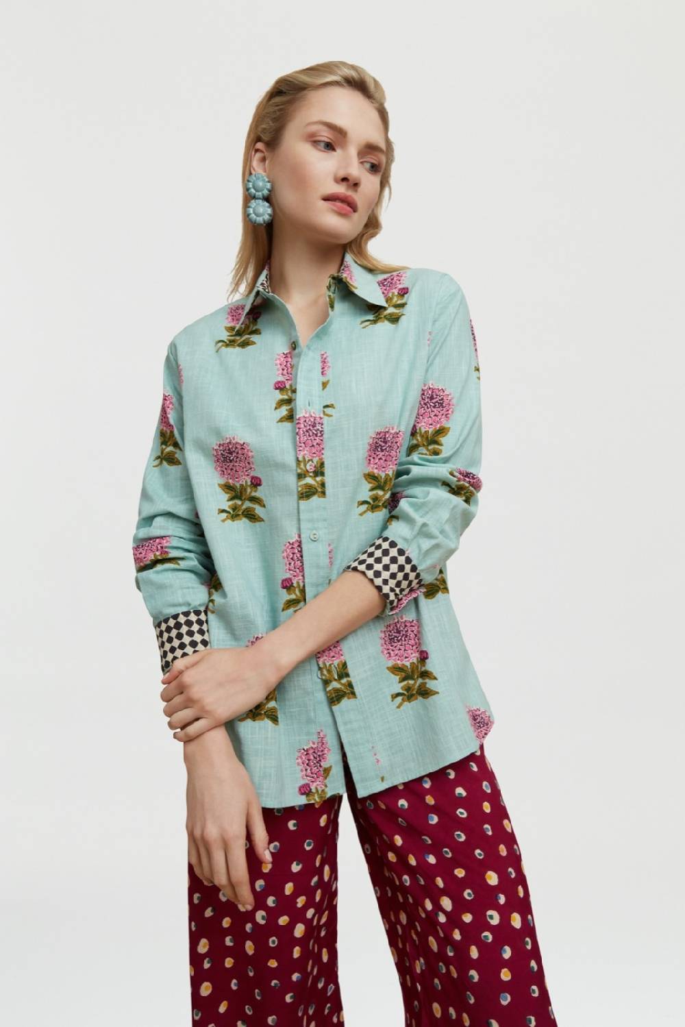 Lisa Corti camicia acapulco mamagoto celadon