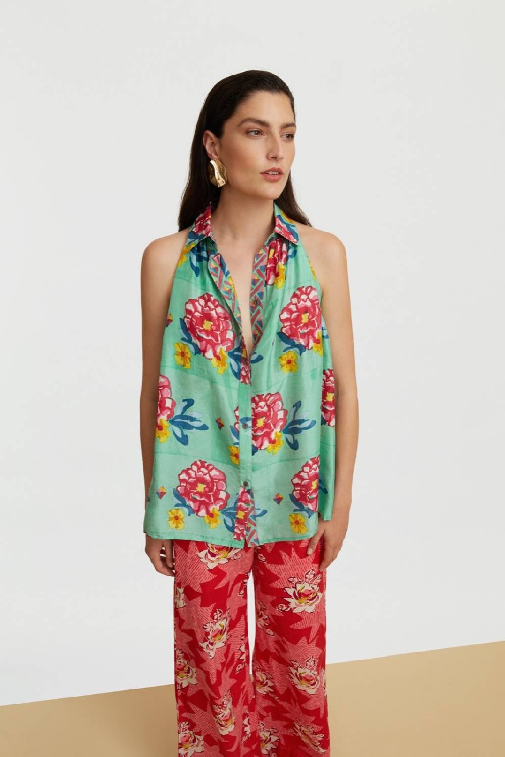 Lisa Corti Camicia Ava Ramye Aqua