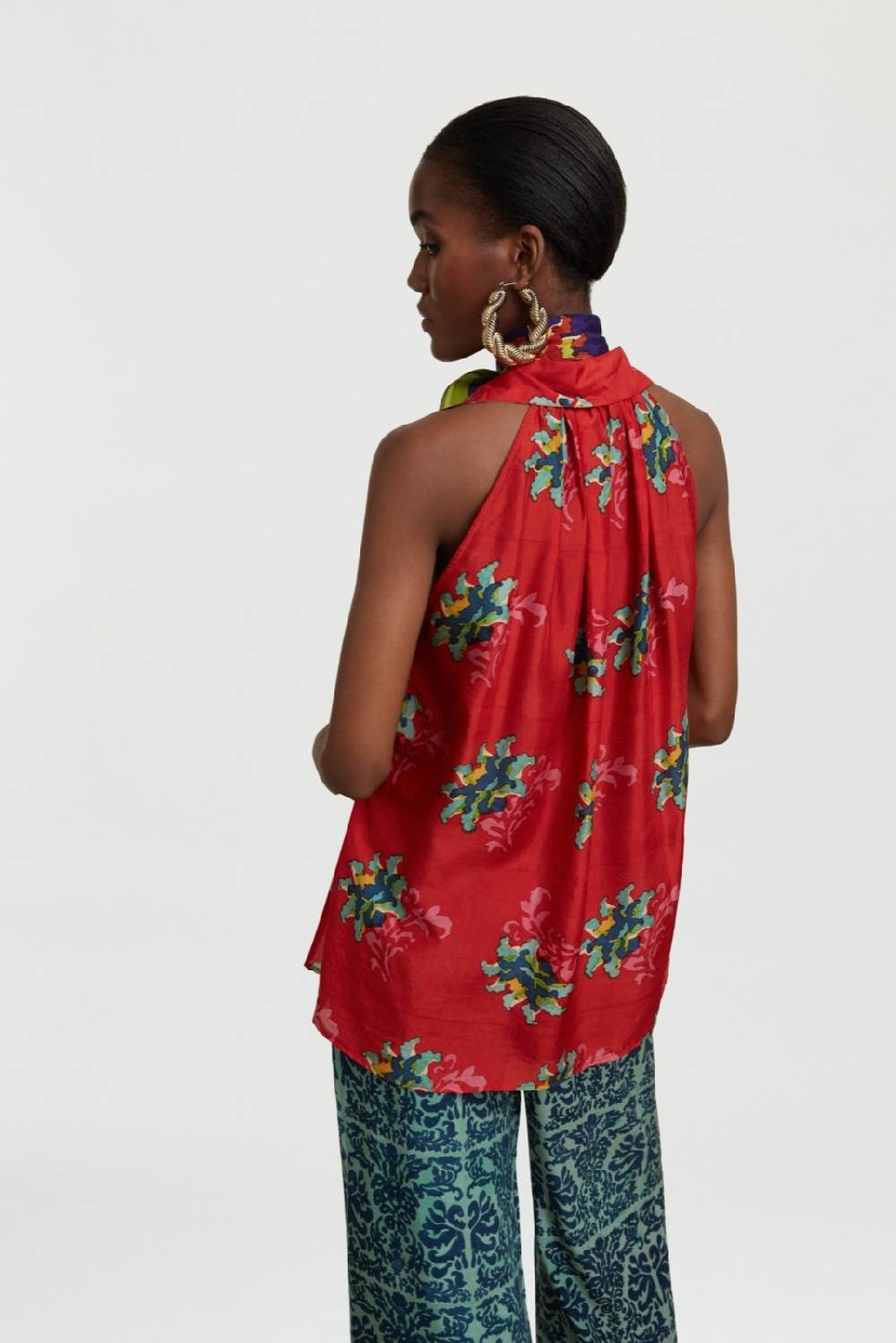 Lisa Corti Camicia Ava Tangeri Flower Coral