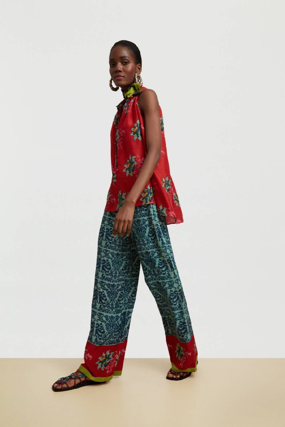 Lisa Corti Camicia Ava Tangeri Flower Coral