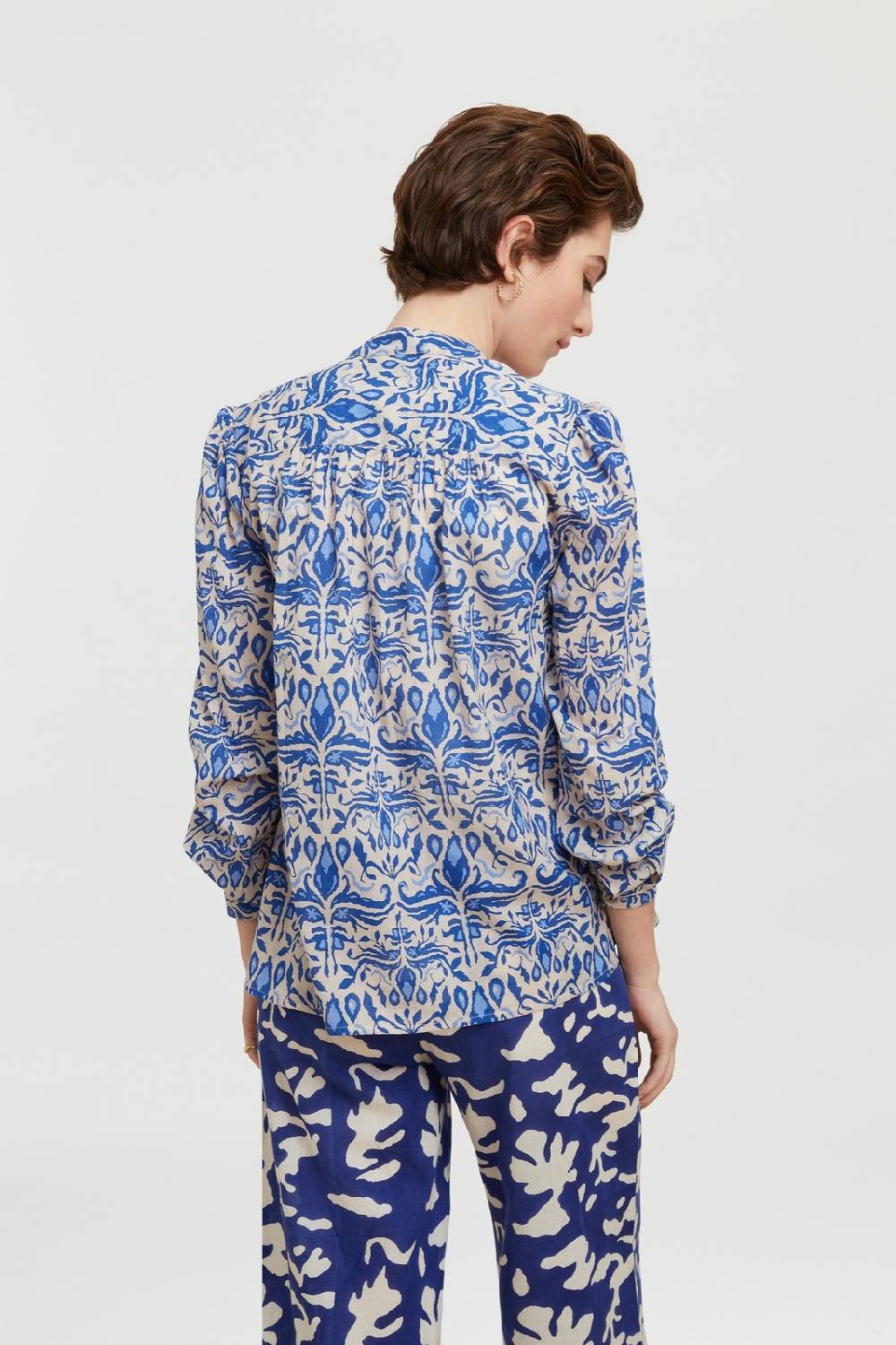 Lisa Corti Camicia Batumi Abhanery Damasque Blue