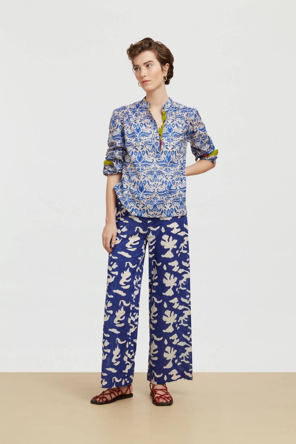 Lisa Corti Camicia Batumi Abhanery Damasque Blue