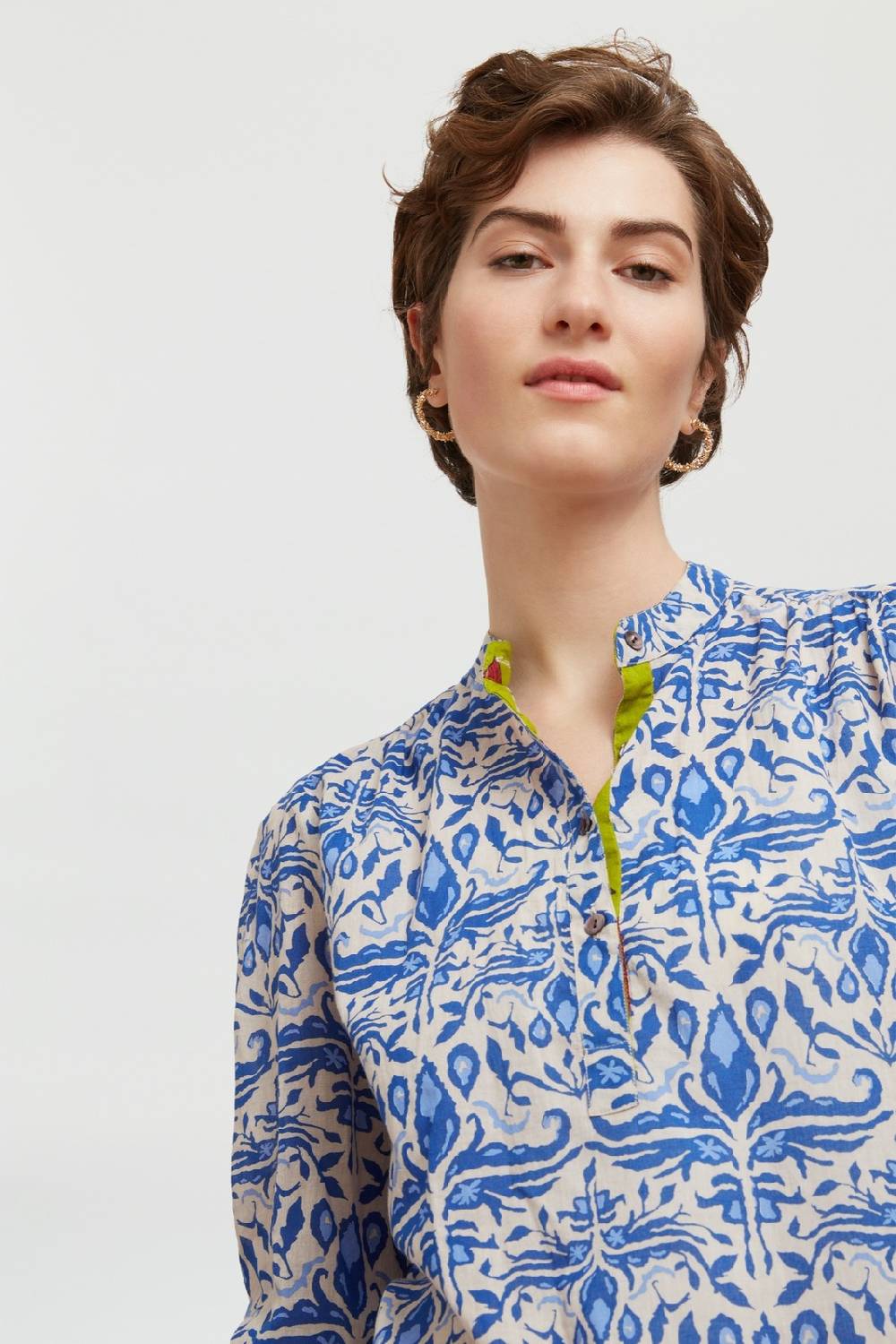 Lisa Corti Camicia Batumi Abhanery Damasque Blue