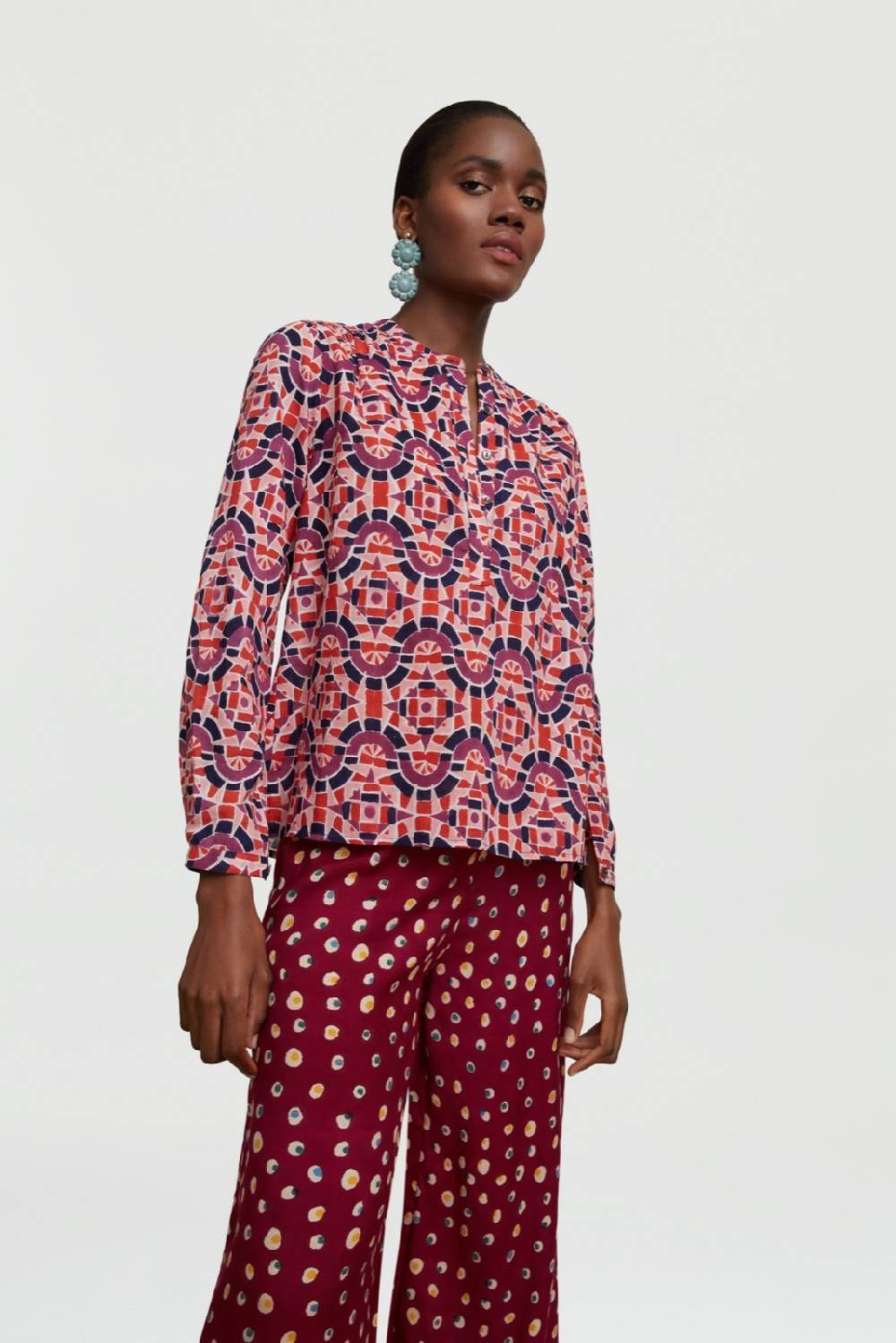 Lisa Corti camicia batumi folk mirror purple