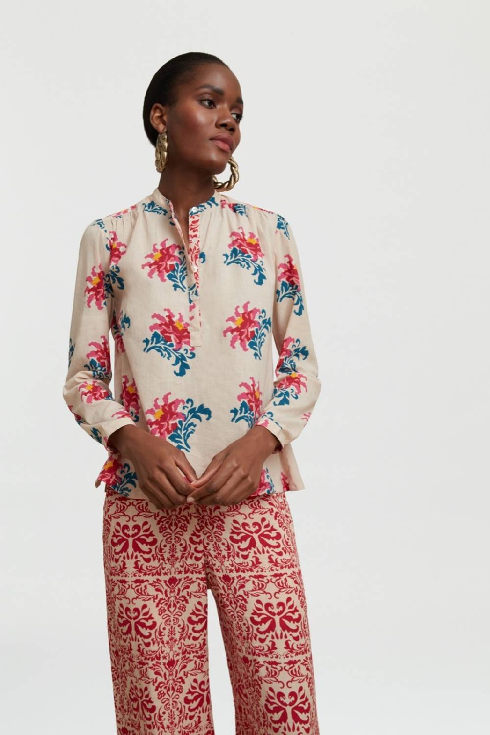 Lisa Corti camicia batumi tangeri rose cream