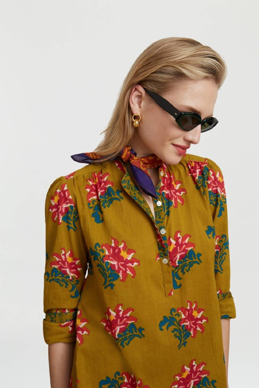 Lisa Corti Camicia Batumi Tangeri Rose Olive Green