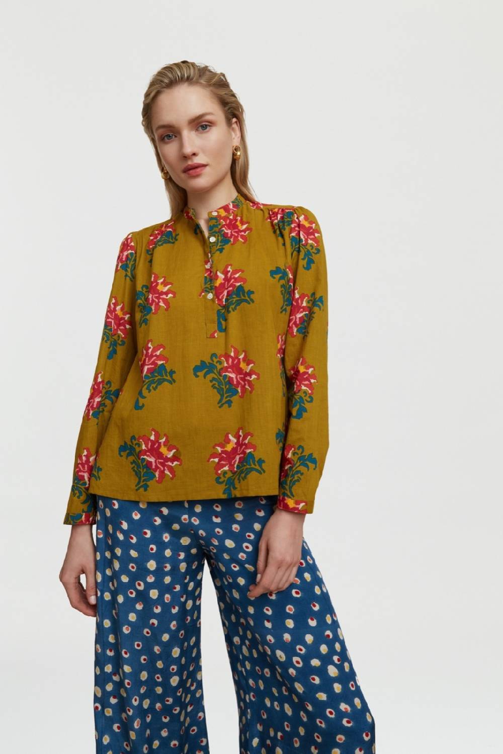 Lisa Corti camicia batumi tangeri rose olive green