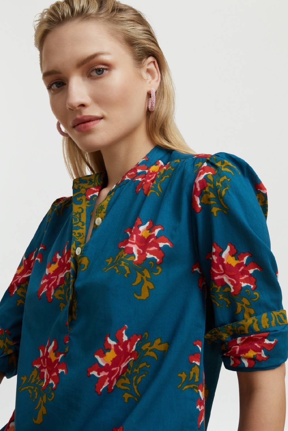 Lisa Corti Camicia Batumi Tangeri Rose Teal