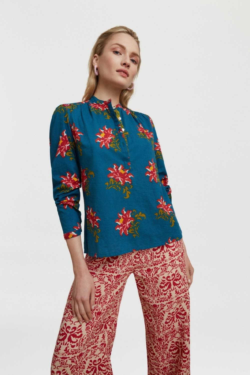 Lisa Corti camicia batumi tangeri rose teal