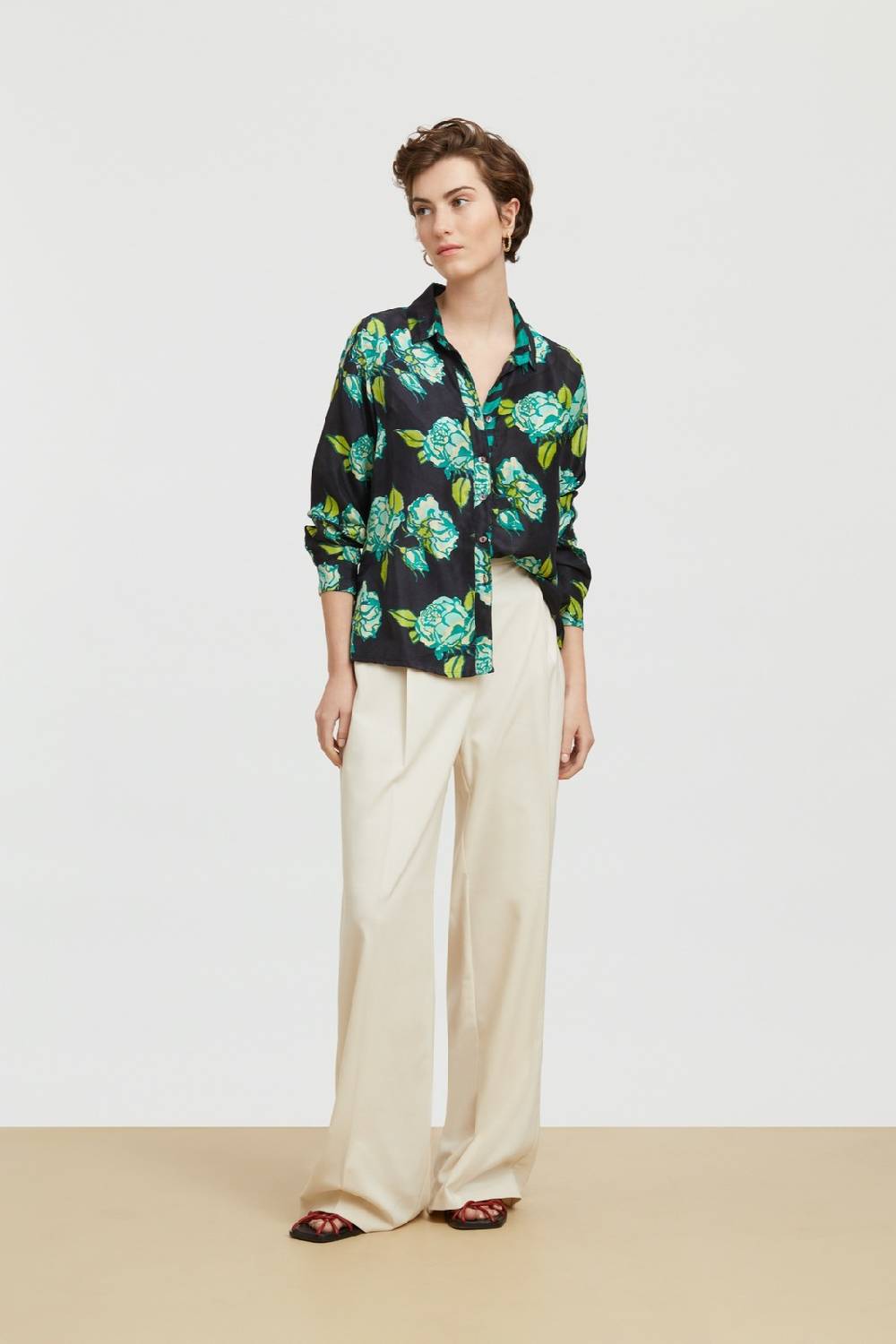 Lisa Corti camicia bella rosa spina black