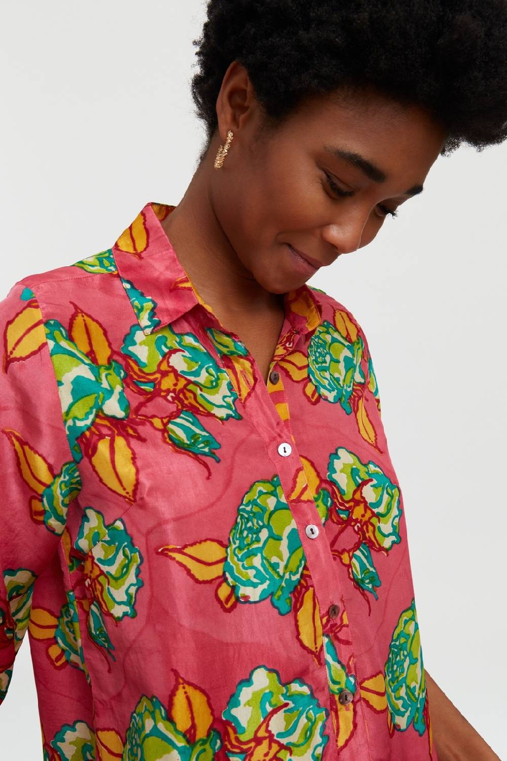 Lisa Corti Camicia Bella Rosa Spina Geranium