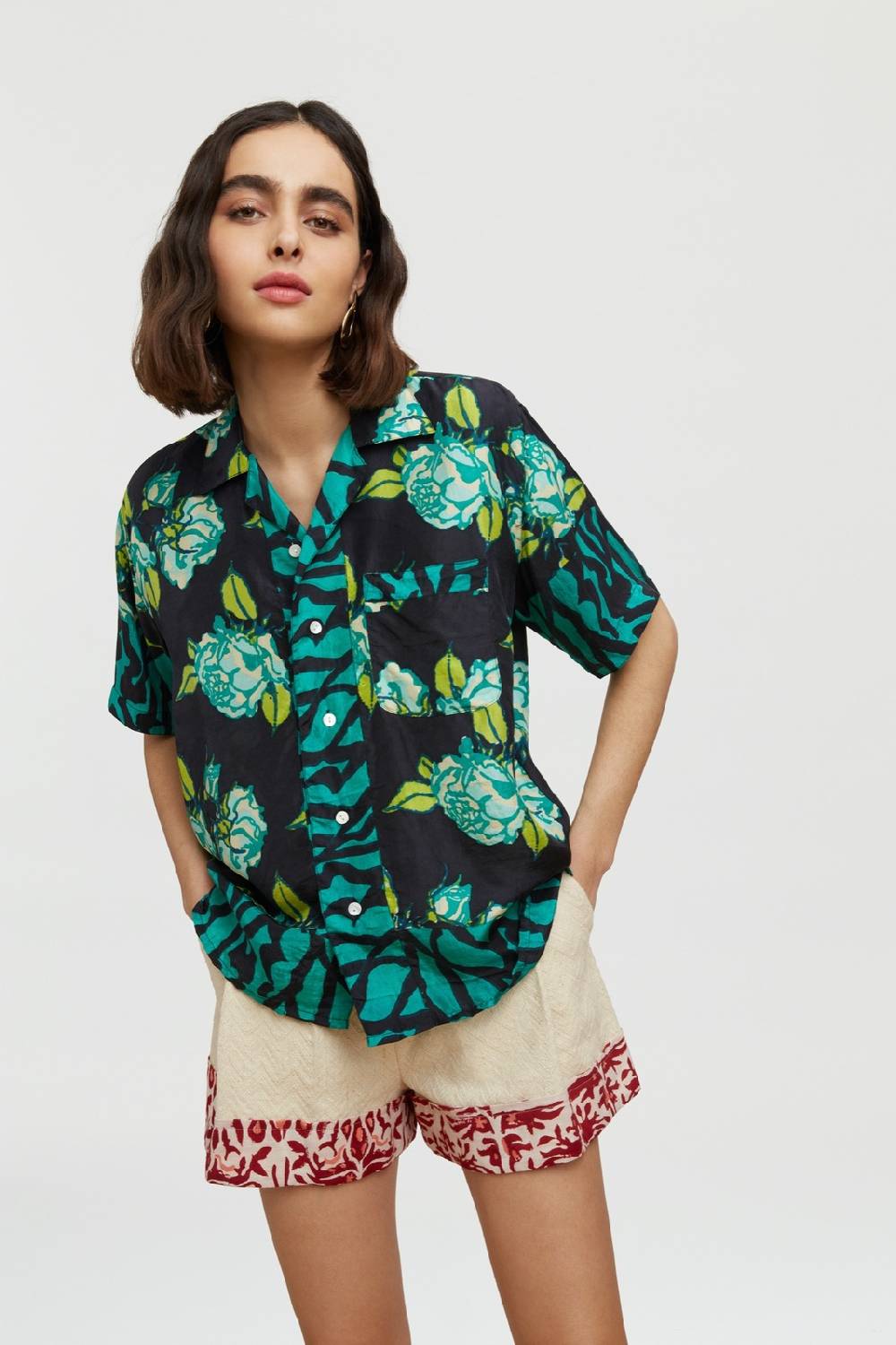 Lisa Corti Camicia Bowling Rosa Spina Black