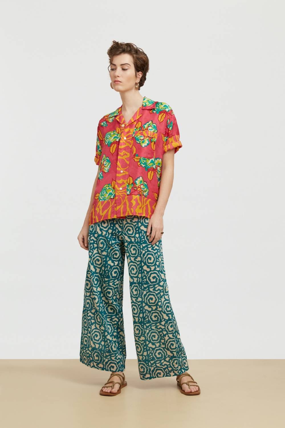 Lisa Corti Camicia Bowling Rosa Spina Geranium