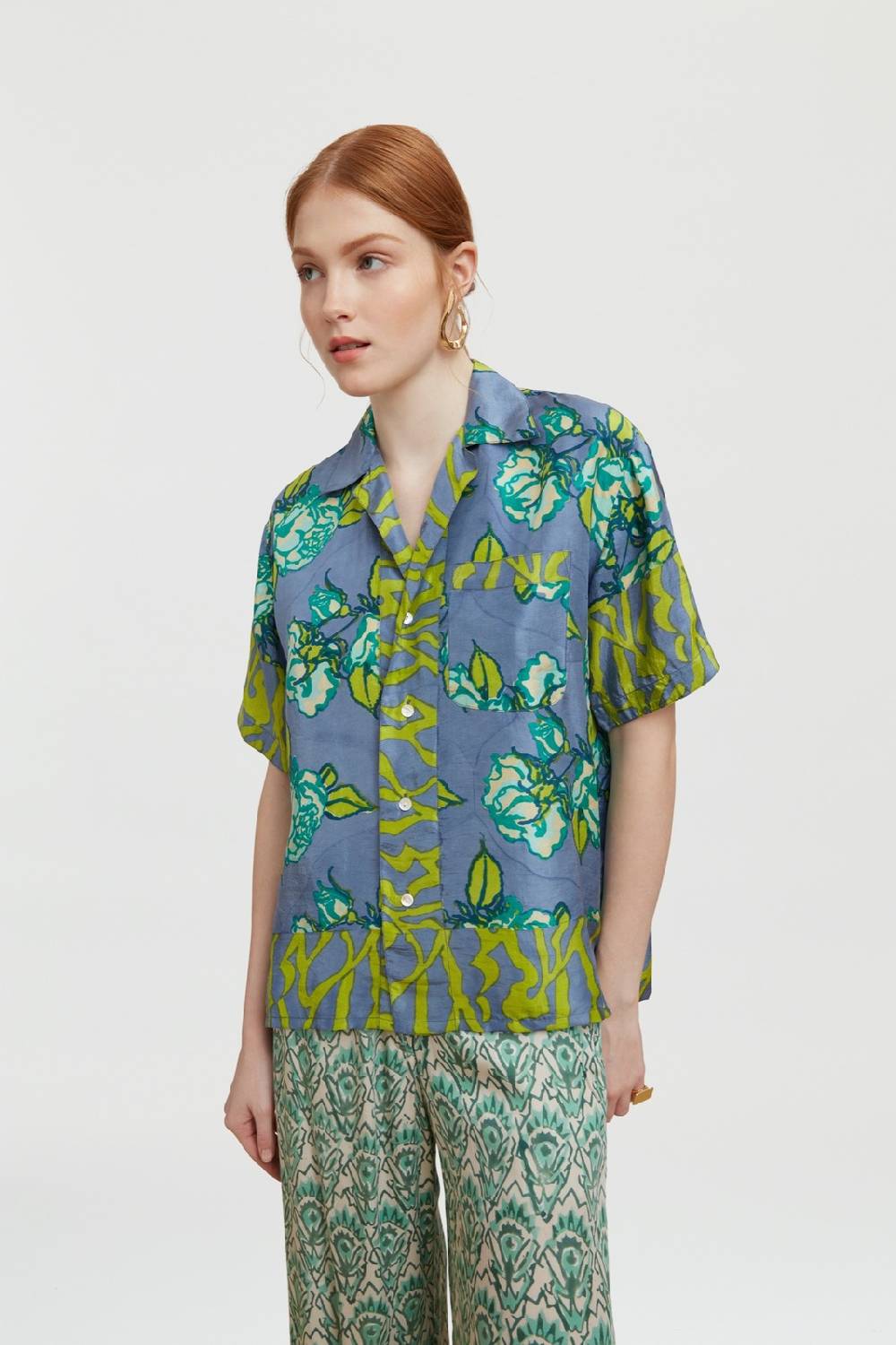 Lisa Corti camicia bowling rosa spina glicine