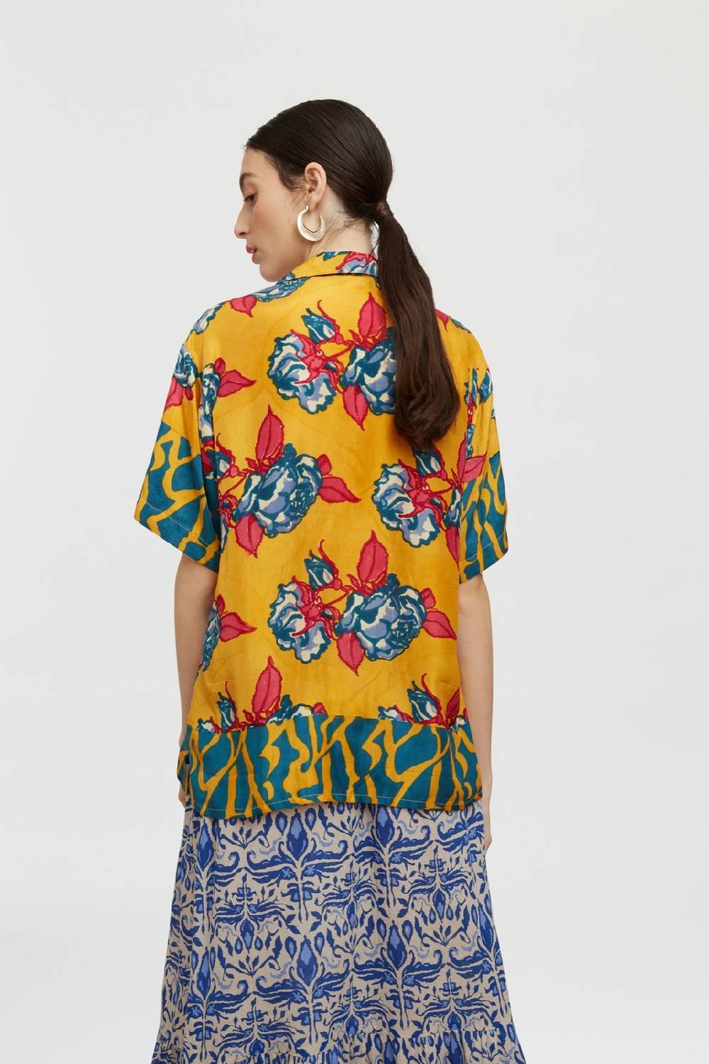 Lisa Corti Camicia Bowling Shirt Rosa Spina Orange