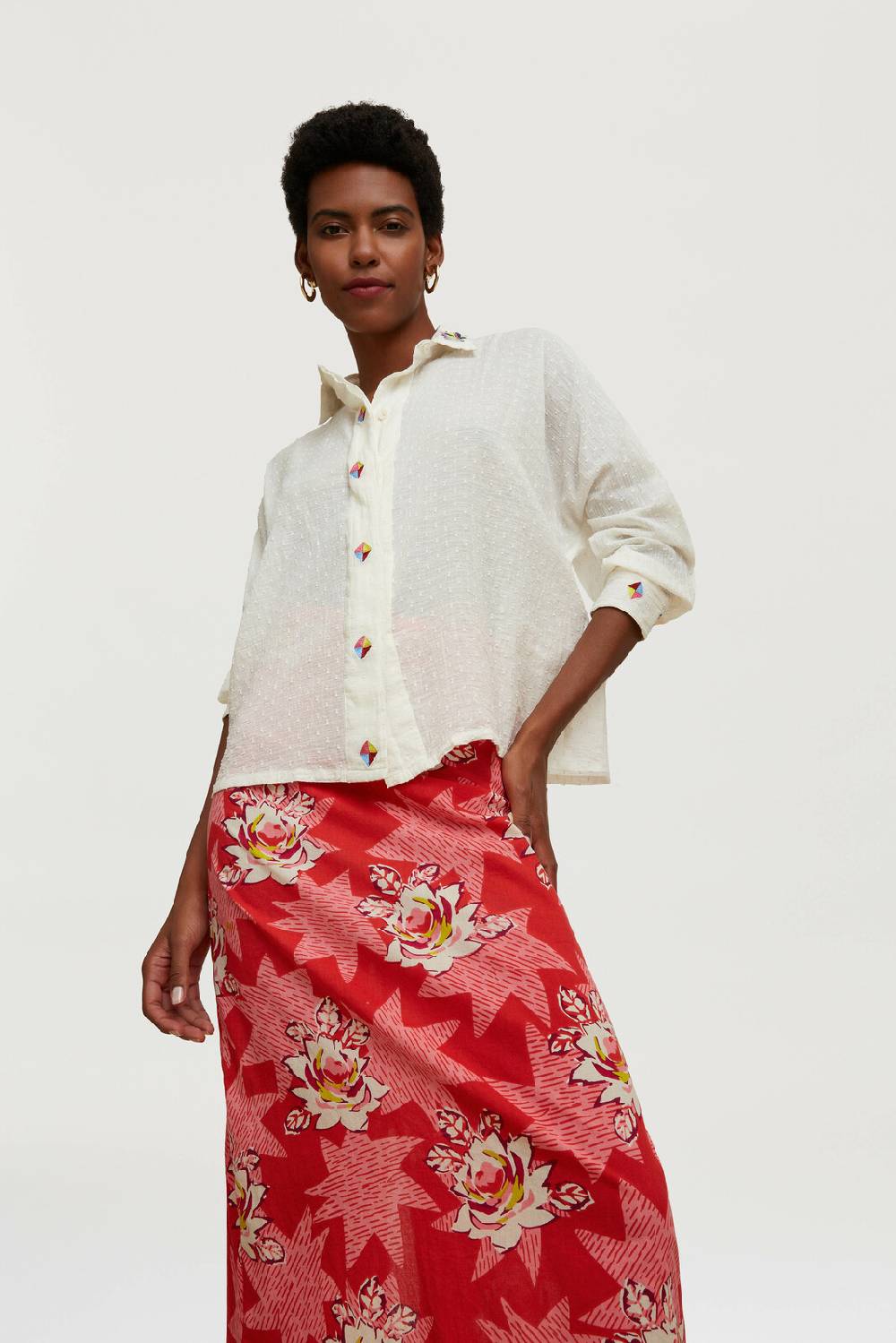 Lisa Corti camicia dahlia plumetis white