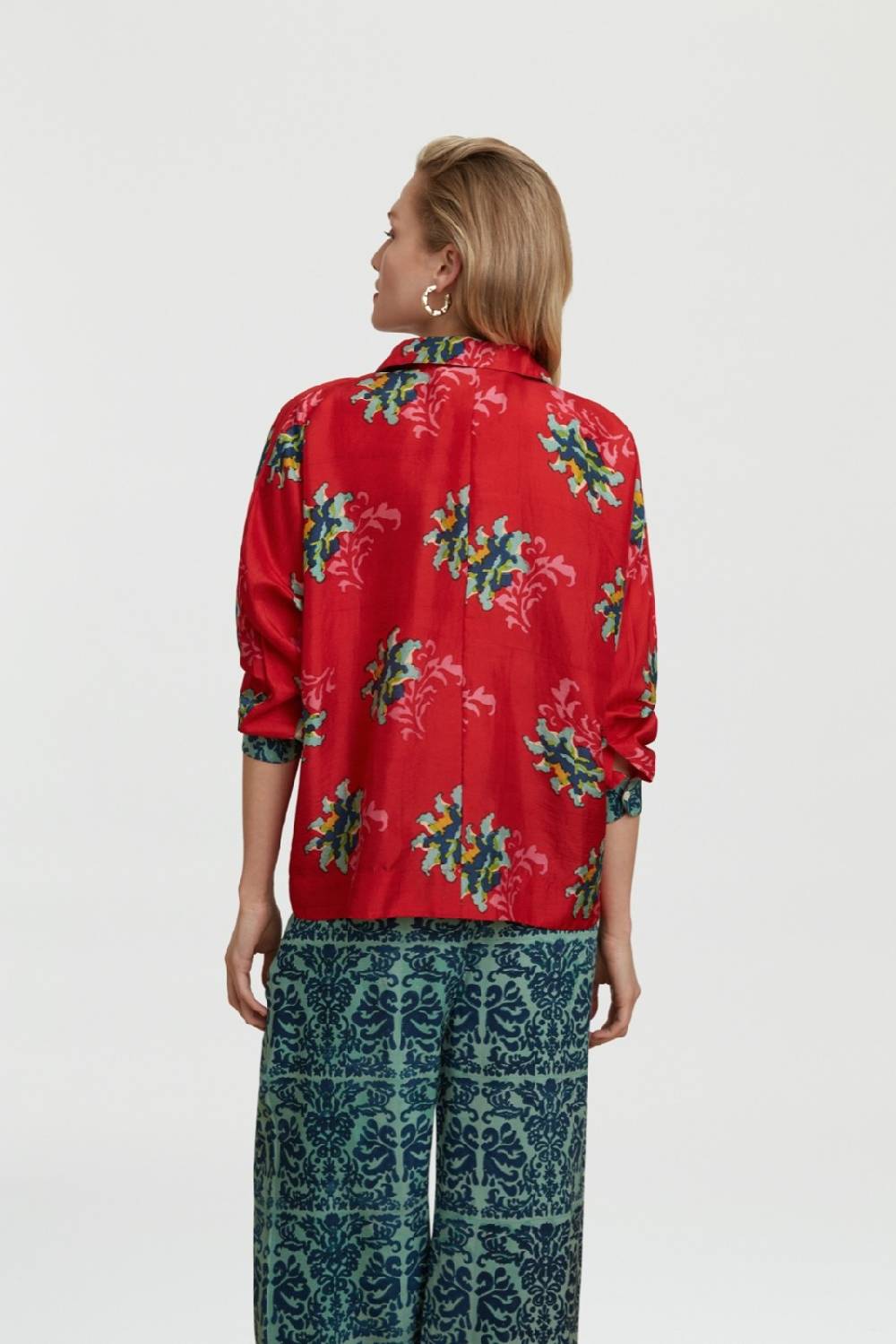 Lisa Corti Camicia Dahlia Tangeri Flower Coral