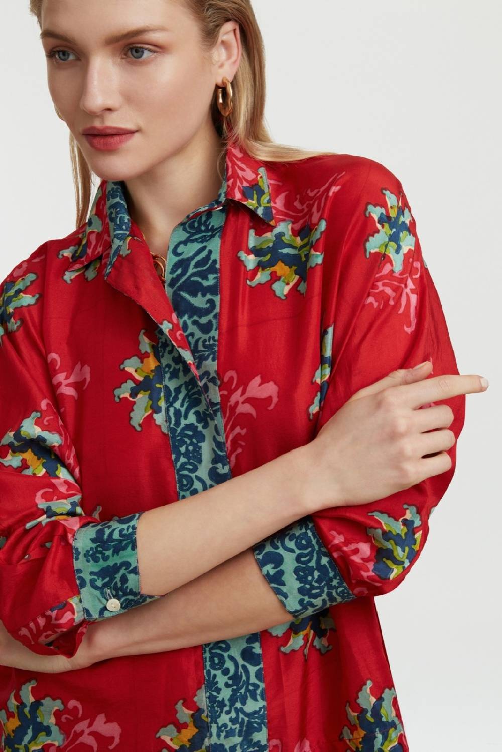 Lisa Corti Camicia Dahlia Tangeri Flower Coral