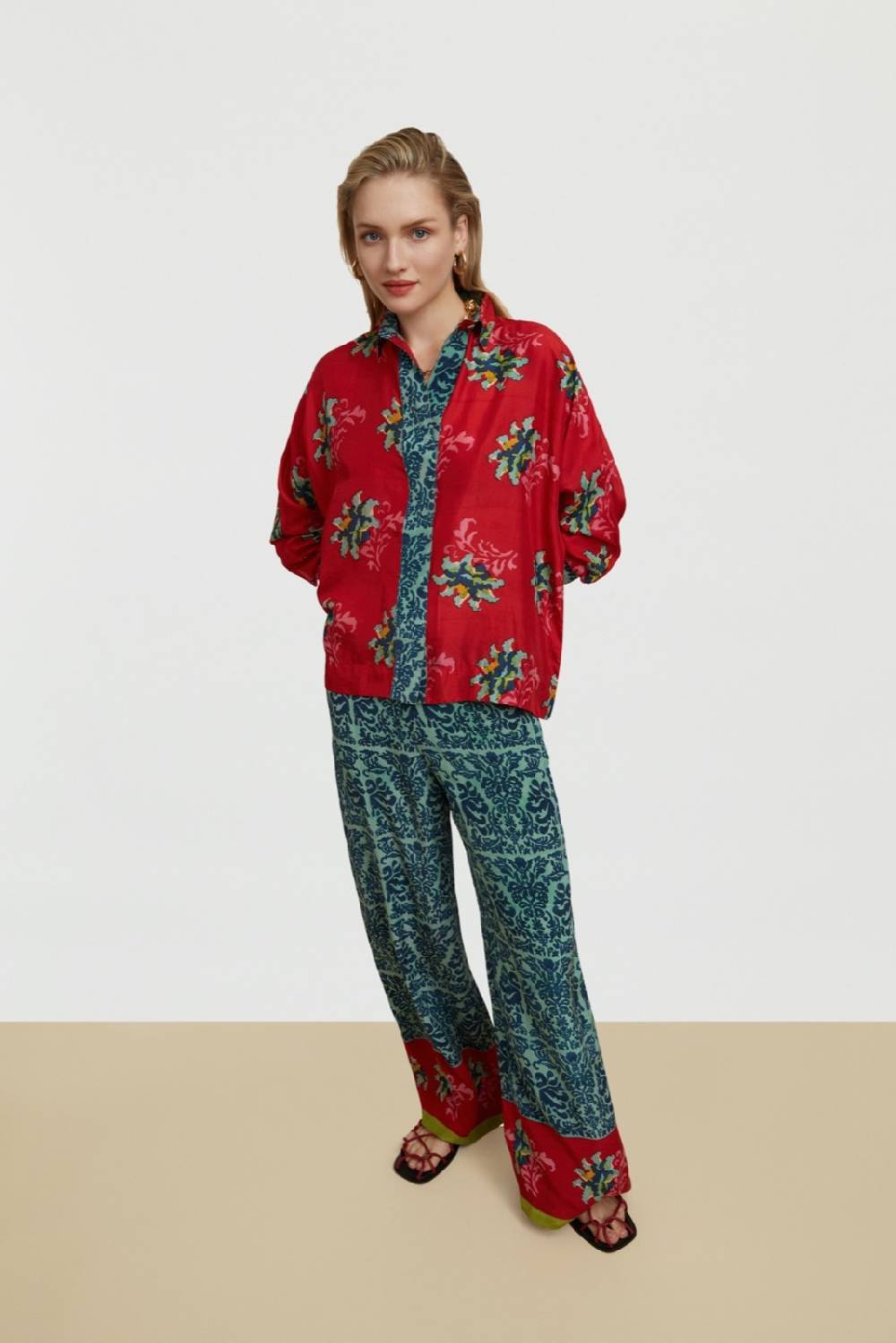 Lisa Corti Camicia Dahlia Tangeri Flower Coral