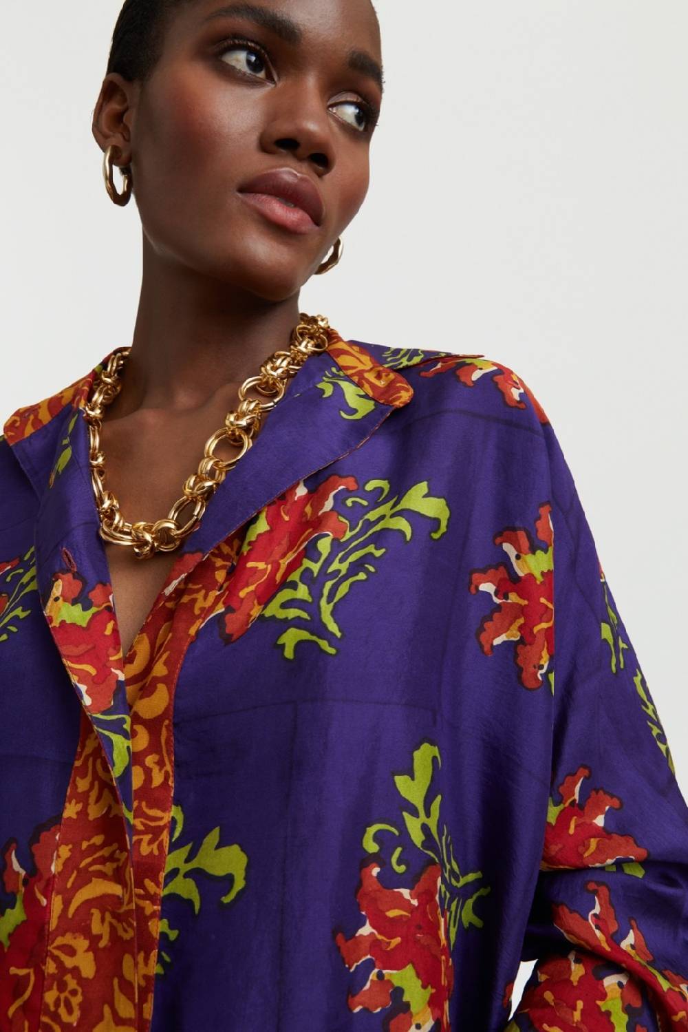 Lisa Corti Camicia Dahlia Tangeri Flower Purple