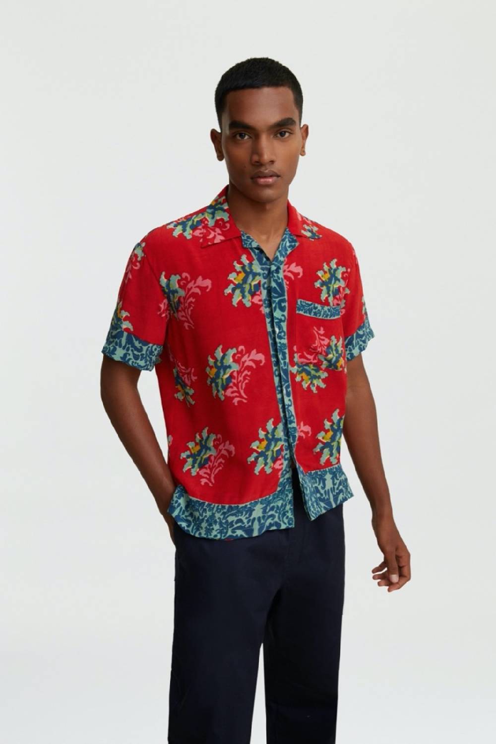 Lisa Corti Camicia Foulard Tangeri Flower Coral